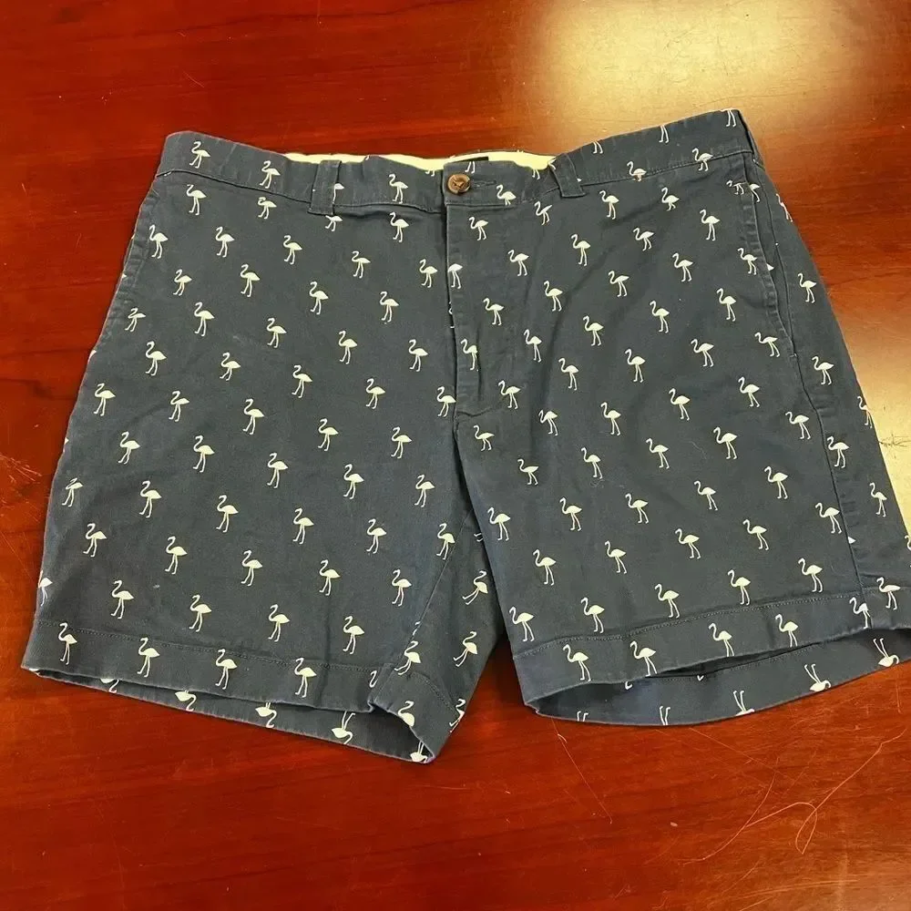 J. Crew Navy w/ Pink Flamingo 7” Shorts sz 35
